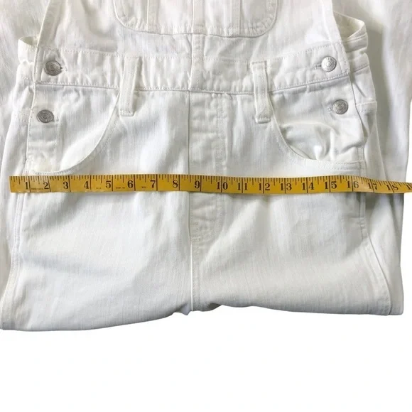 Madewell White Straight Leg Overalls with Raw Hem Style:H6642 Preppy Classic - Picture 10 of 11